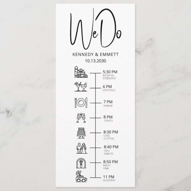 We Do Barn Wedding Day Timeline Flat Program Programme (Front)