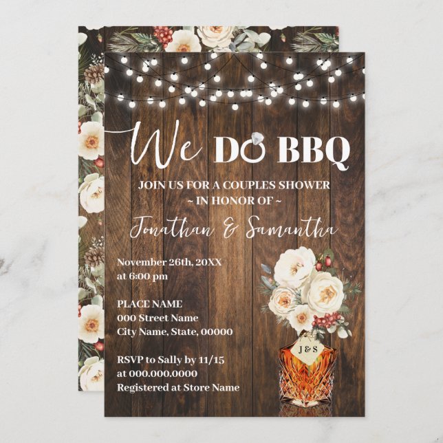 We do BBQ Couple Shower Country Winter Wedding Invitation (Front/Back)