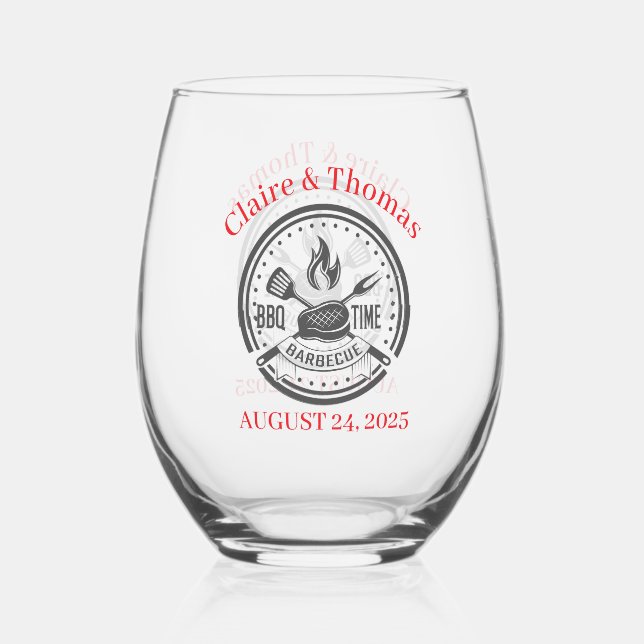 We Do Bbq Holiday Party Stemless Wine Glass (Front)