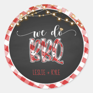 We Do BBQ Round Sticker - Gingham - Custom