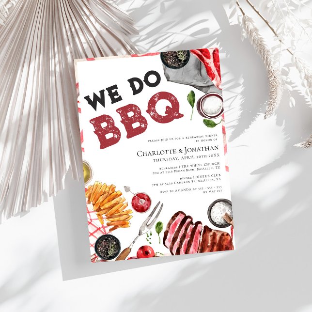 We Do BBQ Watercolor Rehearsal Dinner Invitation (Creator Uploaded)