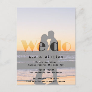 We Do - Beach Wedding - Reserve The Date Announcement Postcard