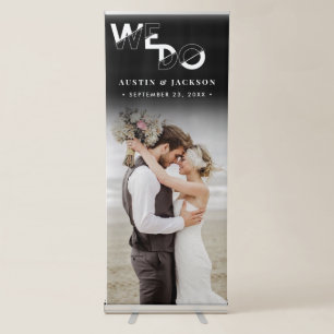 WE DO Black and White Calligraphy Retractable Banner