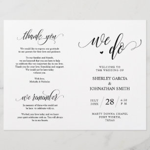 We do, Black, Foldable Wedding Ceremony Program