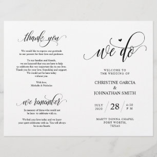 We do, Black, Foldable Wedding Ceremony Program