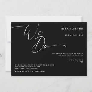  We Do Black & White Wedding Invitation