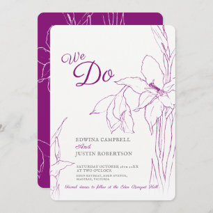 We do botanica gladiolus line art mulberry purple invitation