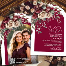 We Do Burgundy Roses QR Code & Photo Arch Wedding
