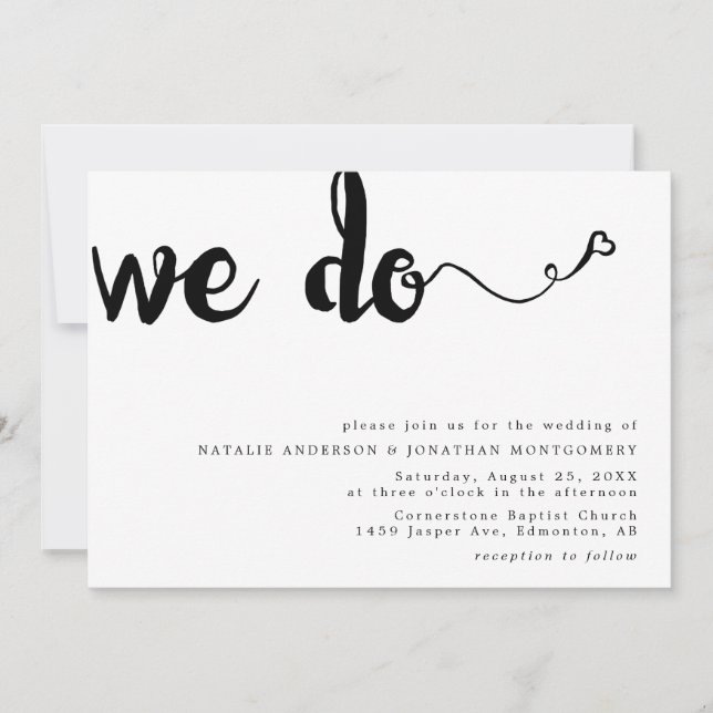 We do calligraphy hand lettering minimalist black invitation (Front)