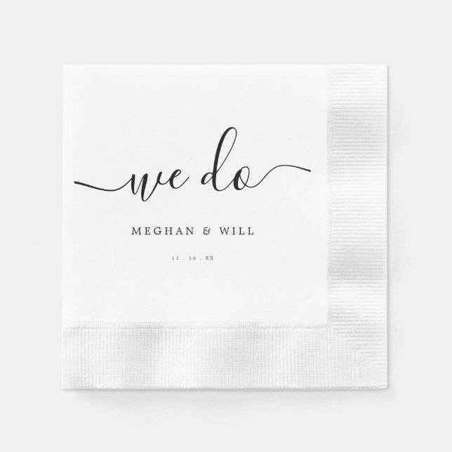 We Do Calligraphy Rustic Wedding Reception  Napkin (Front)