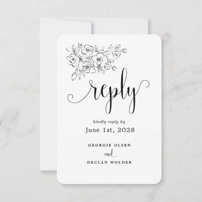 We Do Calligraphy Wedding No Meal Options RSVP Card (Front)