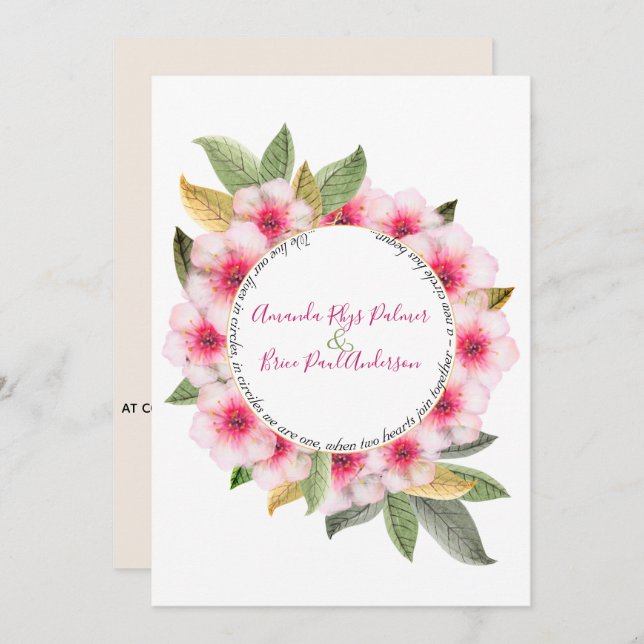 We do cherry blossom with poem wedding invitation (Front/Back)