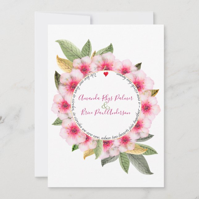 We do cherry blossom with poem wedding invitation (Front)