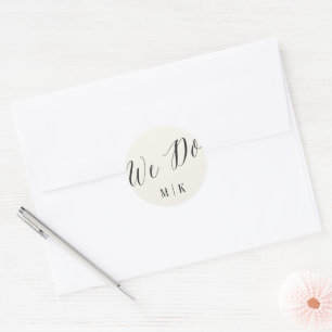 We Do Classic Script Calligraphy Monogram Wedding Classic Round Sticker