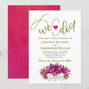 We Do! Colourful Tropical Floral Bouquet Wedding Invitation