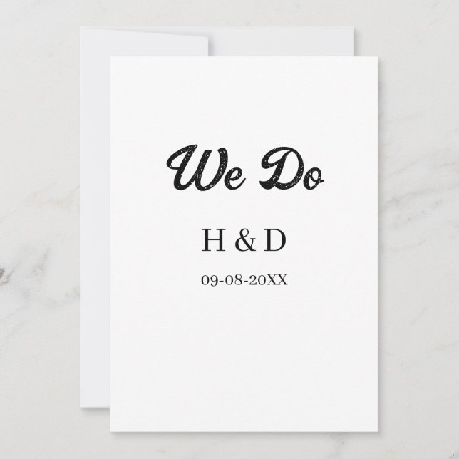 WE DO COUPLE NAME LETTER WEDDING DATE SIMPLE INVITATION (Front)