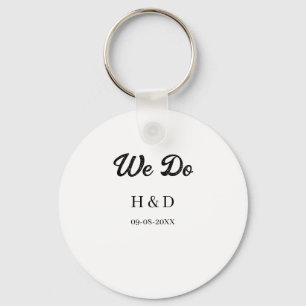 WE DO COUPLE NAME LETTER WEDDING DATE SIMPLE KEY RING