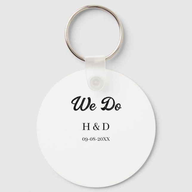 WE DO COUPLE NAME LETTER WEDDING DATE SIMPLE KEY RING (Front)