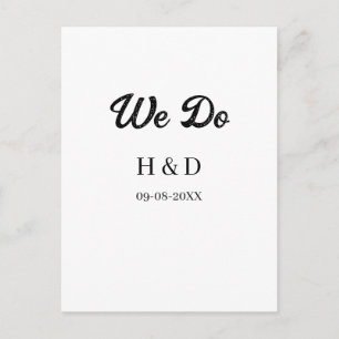 WE DO COUPLE NAME LETTER WEDDING DATE SIMPLE POSTCARD