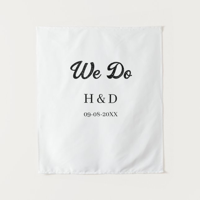 WE DO COUPLE NAME LETTER WEDDING DATE SIMPLE TAPESTRY (Front)