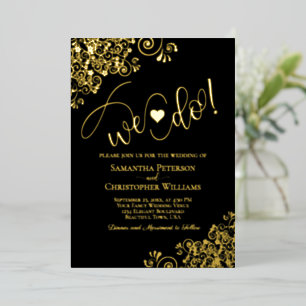 We Do! Cute Modern Wedding Classic Black & Gold