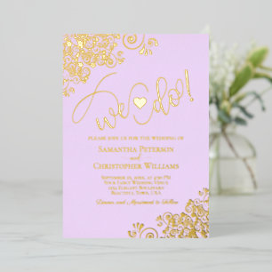 We Do! Cute Modern Wedding Lilac Purple & Gold