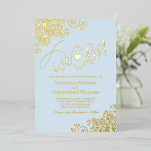 We Do! Cute Modern Wedding Powder Blue & Gold