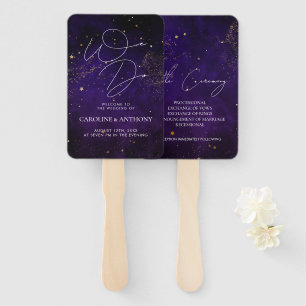 We Do Dark Purple Watercolor Black Magical Gold Hand Fan