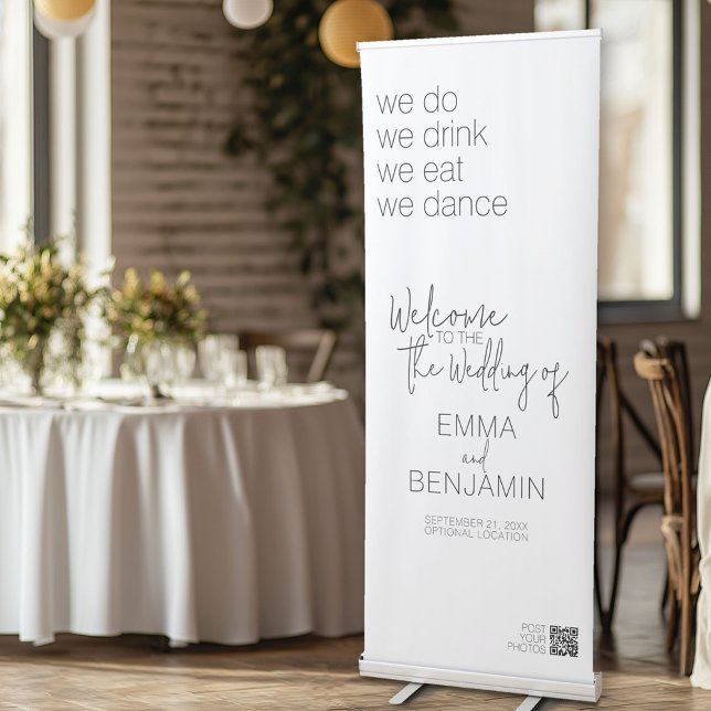 We Do Drink Eat Dance - Modern Wedding Retractable Banner (Wedding Welcome Banner)