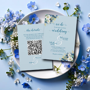 We do! Dusty Blue Gold Glitter QR Code Wedding Invitation