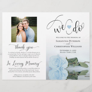 We Do! Dusty Blue Rose DIY Fold Wedding Program