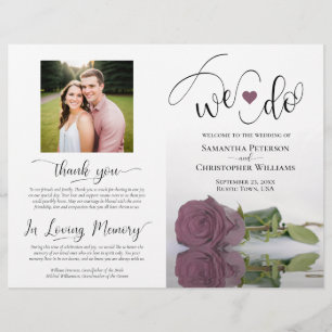 We Do! Dusty Mauve Rose Modern Wedding Program