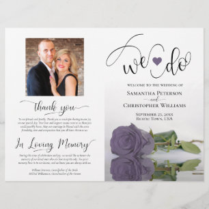 We Do! Dusty Purple Rose Modern Wedding Program