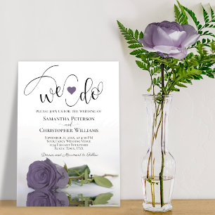 We Do! Elegant Dusty Purple Rose Romantic Wedding Invitation