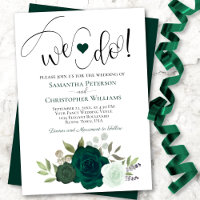 We Do! Elegant Emerald Greeen Roses Boho Wedding