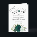 We Do Elegant Emerald Green Boho Roses Wedding Programme<br><div class="desc">Make it easy for your guests to follow along with the ceremony with these beautiful folded wedding programs. The design features hand painted watercolor roses in shades of emerald and mint green. There is modern script lettering for the titles with room for details on the ceremony, the bridal party, a...</div>