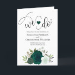 We Do Elegant Emerald Green Boho Roses Wedding Programme<br><div class="desc">Make it easy for your guests to follow along with the ceremony with these beautiful folded wedding programs. The design features hand painted watercolor roses in shades of emerald and mint green. There is modern script lettering for the titles with room for details on the ceremony, the bridal party, a...</div>