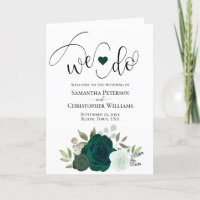 We Do Elegant Emerald Green Boho Roses Wedding