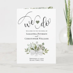 We Do Elegant Eucalyptus Rustic Bouquet Wedding Programme