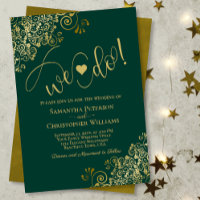 We Do! Elegant Frilly Emerald Green & Gold Wedding