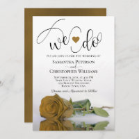 We Do! Elegant Gold Ochre Rose Romantic Wedding