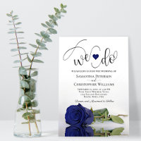 We Do! Elegant Navy Blue Rose Romantic Wedding