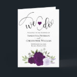 We Do Elegant Purple Roses Boho Chic Wedding Programme<br><div class="desc">Make it easy for your guests to follow along with the ceremony with these beautiful folded wedding programs. The design features hand painted watercolor roses in shades of purple, lavender, and plum. There is modern script lettering for the titles with room for details on the ceremony, the bridal party, a...</div>