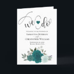 We Do Elegant Teal & Aqua Roses Boho Wedding Programme<br><div class="desc">Make it easy for your guests to follow along with the ceremony with these beautiful folded wedding programs. The design features hand painted watercolor roses in shades of teal, turquoise, and aqua. There is modern script lettering for the titles with room for details on the ceremony, the bridal party, a...</div>