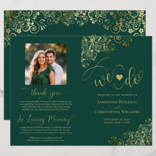 We Do! Emerald & Gold DIY Fold Wedding Program