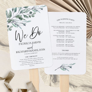 We Do Eucalyptus Leaves Greenery Wedding Programs Hand Fan