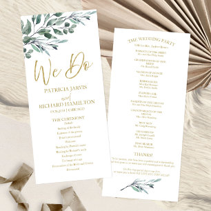 We Do Eucalyptus Leaves Greenery Wedding Programs Programme