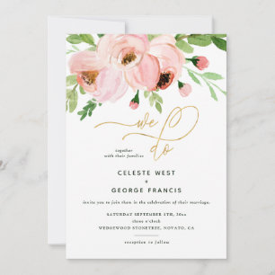 We do floral watercolor and gold wedding invite