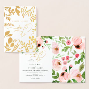 We do floral watercolor and real foil wedding foil card