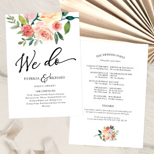 We Do Floral Watercolor Wedding Program Programme